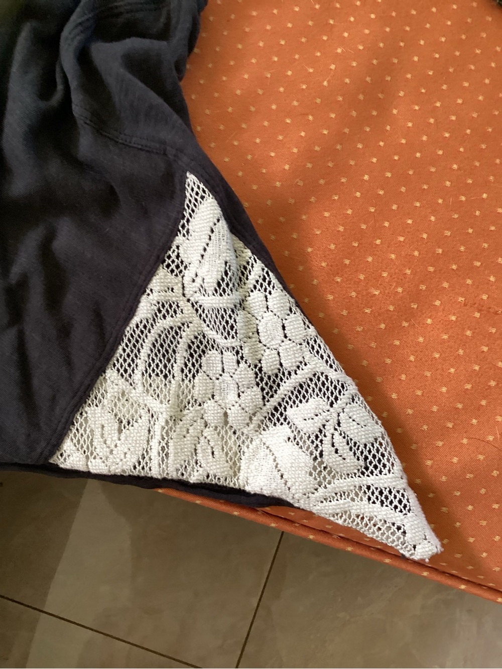 Free People Navy Tunic with White Sleeves and Colorful Embroidery - Picture 5 of 5
